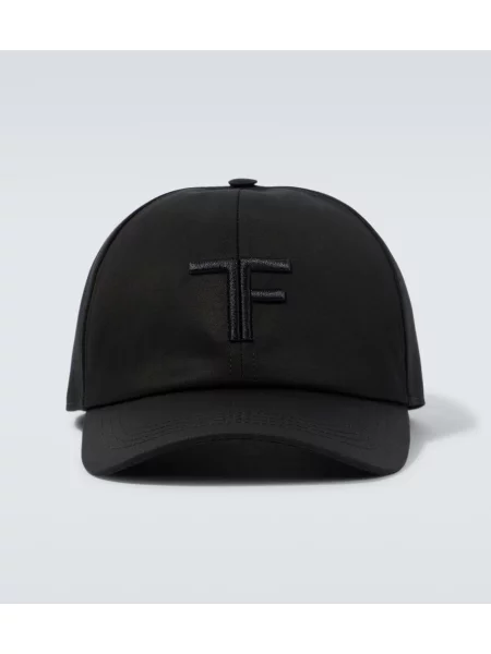 Șapcă Tom Ford cu broderie din piele negru