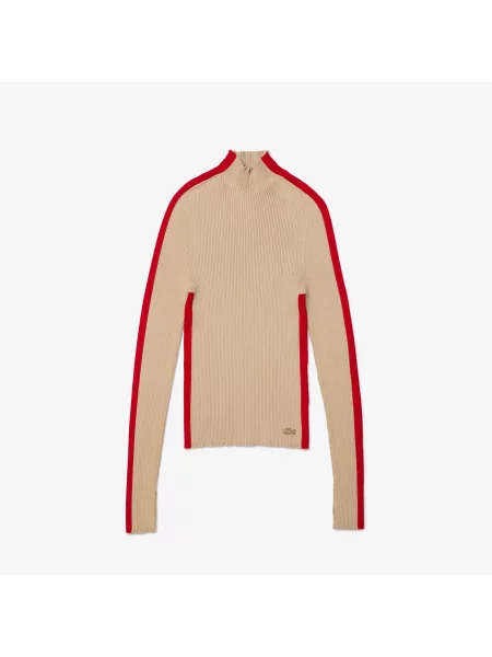 Lacoste Sweter Bezszwowy Z Kontrastowymi Paskami