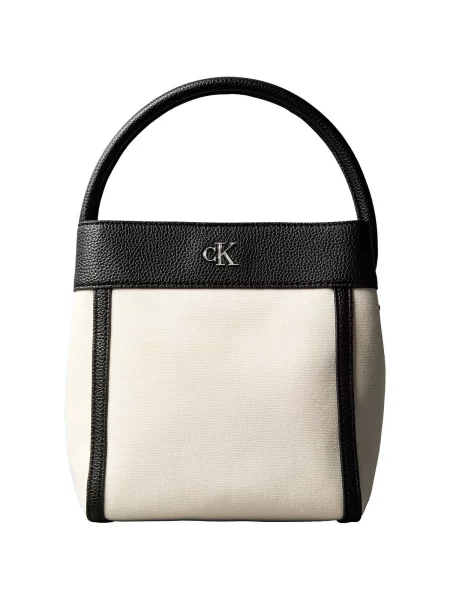 Geantă Calvin Klein de lână cu bretele alb