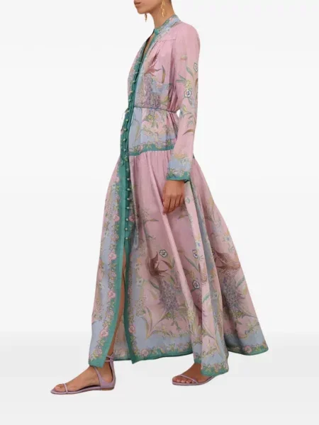 Rochie maxi Zimmermann de mătase cu model floral cu imagine roz