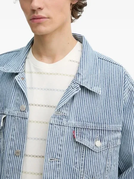 Proste jeansy Levi's 501 w paski ze stretchu dzwony niebieskie