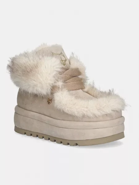 Naked Wolfe cizme de iarna Bambi Bambi Faux Fur Suede Ice bej