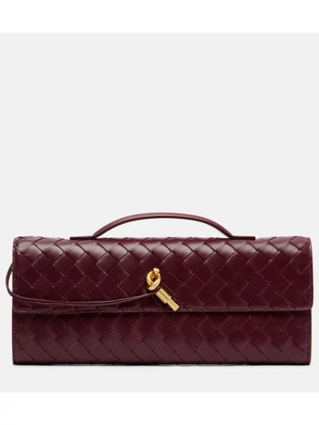 Geantă plic Bottega Veneta din piele bordo