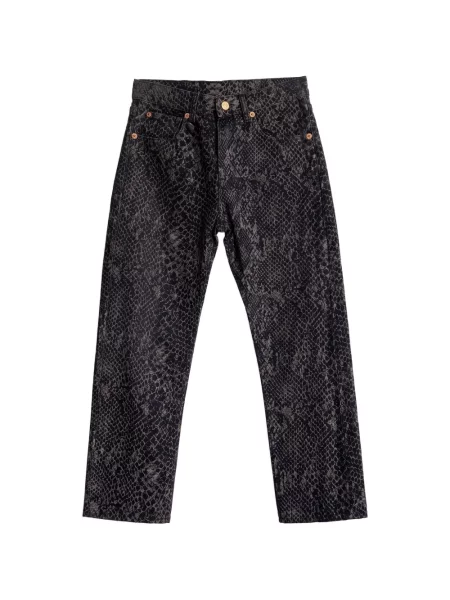 Blugi R13 din jacard cu model piele de șarpe negru