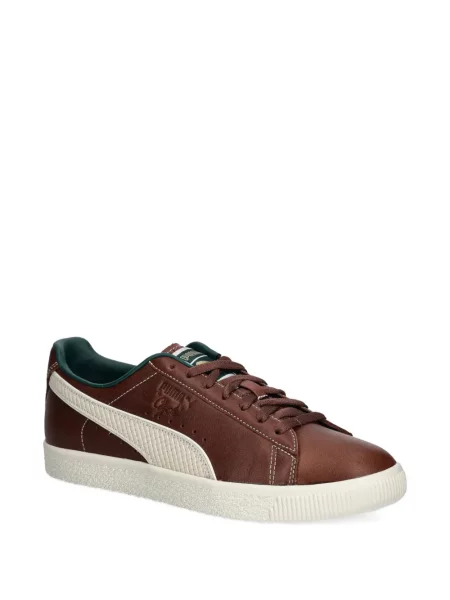 Sneakerși Puma Clyde cu șireturi din piele maro