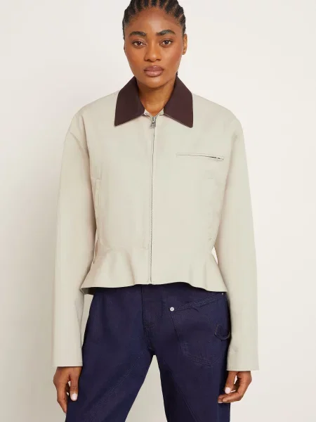Jw Anderson Bunda Hranatého Střihu světle hnědá/ tmavě hnědá
