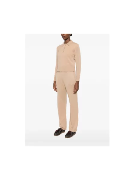 Sweter Sporty And Rich z kaszmiru z logo brązowy