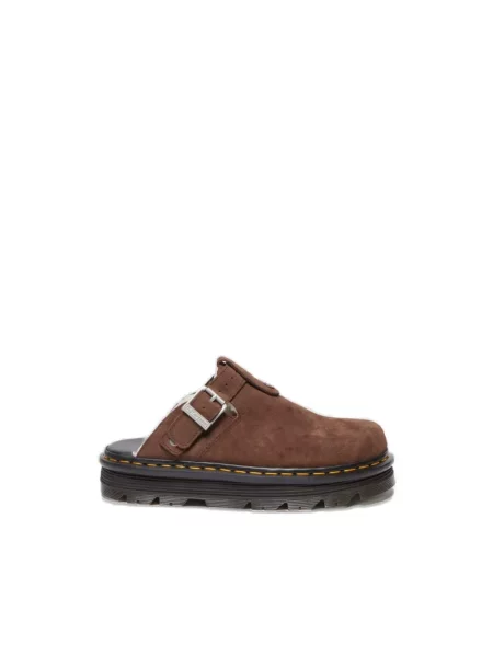 Klapki mules Dr. Martens skórzane brązowe