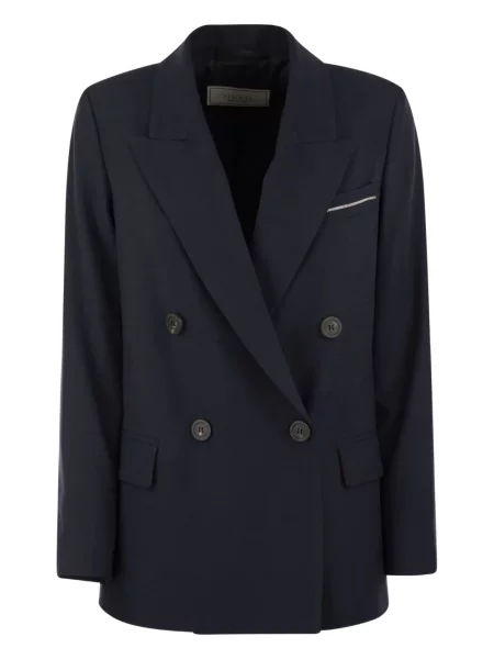 Sacou Peserico cu două rânduri de nasturi albastru