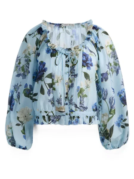 Bluză Alice + Olivia cu model floral cu imagine albastru