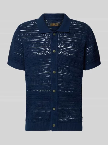 Koszula casualowa o kroju nowoczesnym w imitacji dzianiny z listwą guzikową Jack & Jones Premium granatowa