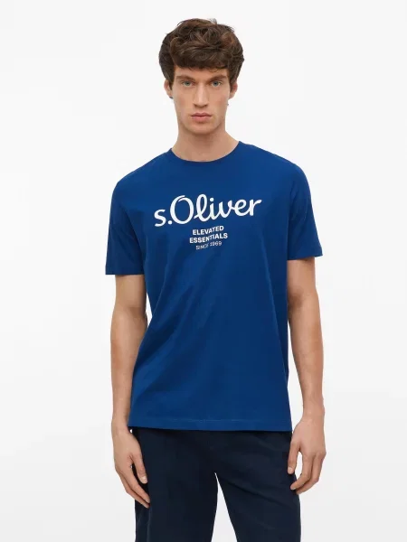 S.Oliver Tricou albastru gențiană alb