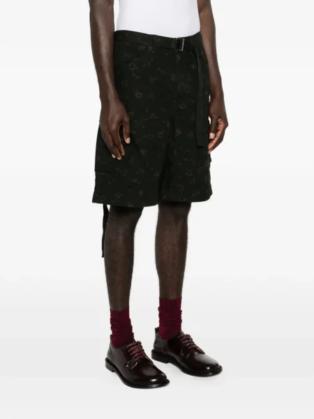 Květinové šortky cargo Sacai s potiskem zelené