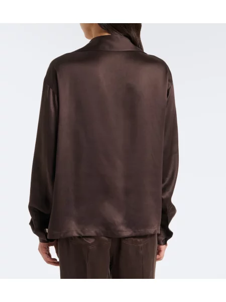 Bluză Tom Ford din satin maro
