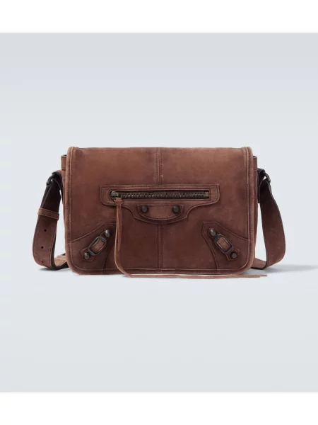 Geantă crossbody Balenciaga din piele de căprioară maro