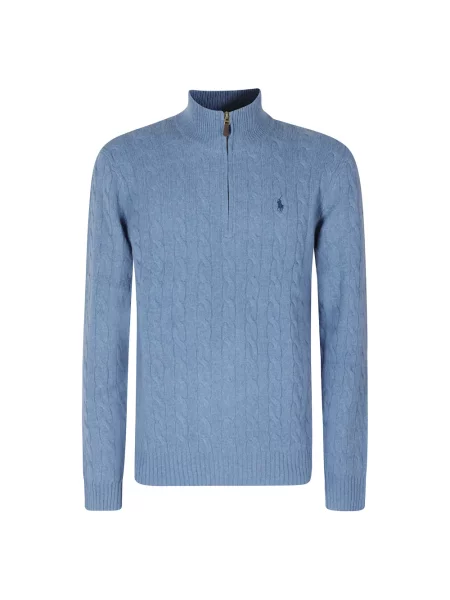 Sweter z golfem Polo Ralph Lauren wełniany niebieski
