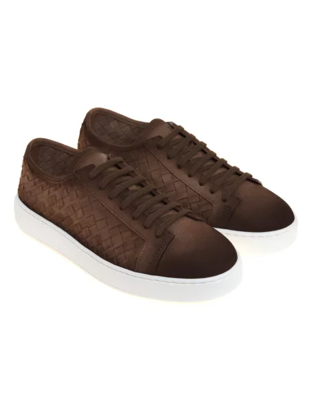 Sneakersy Santoni zamszowe plecione brązowe