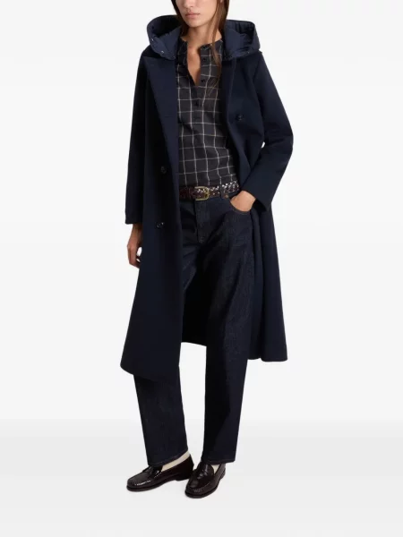 Двуредна парка Woolrich с качулка синьо