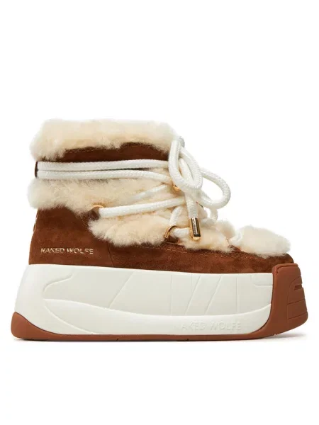 Naked Wolfe śniegowce Darling Darling Tan Cow Suede brązowy