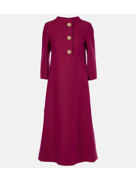 Midi obleka Valentino iz krep tkanine bež