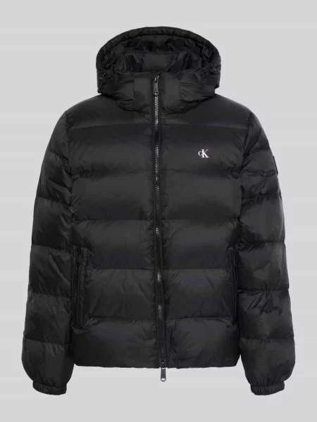 Kurtka pikowana o kroju regular fit z odpinanym kapturem Calvin Klein Jeans czarna