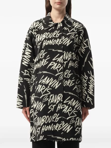 Gulerat palton Lanvin cu imagine cu rever negru