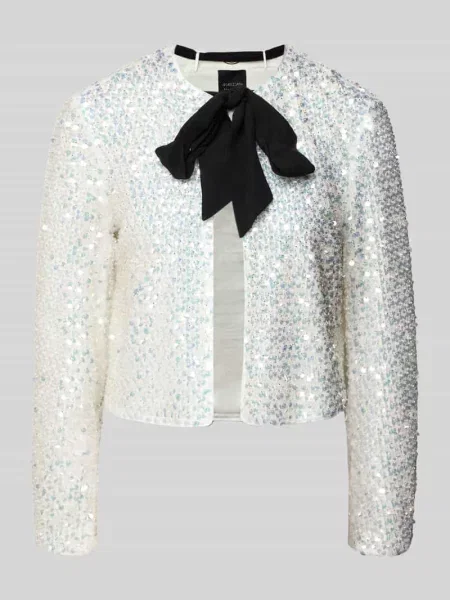 Żakiet o kroju regular fit z cekinami i kokardą Marc Cain biała