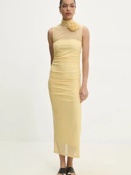 Answear Lab sukienka maxi dopasowana żółty