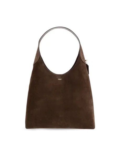 Coach torebka shopper zamszowa Brooklyn Shoulder Bag 39 brązowa