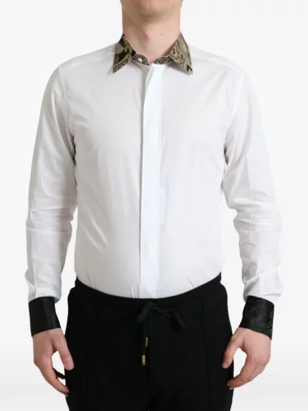 Gulerat cămașă Dolce & Gabbana din jacard alb