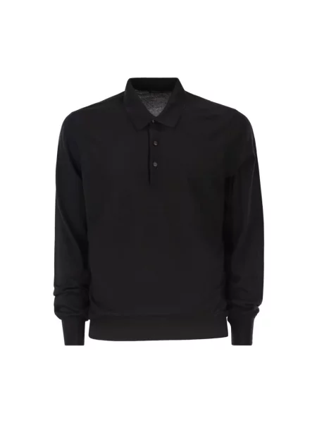 Koszulka polo Kiton z długim rękawem czarna