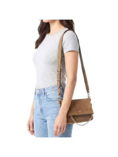 Lniana torebka crossbody Boss brązowa