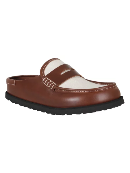 Klapki Birkenstock skórzane brązowe