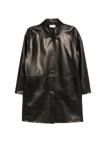 Palton The Row din piele negru