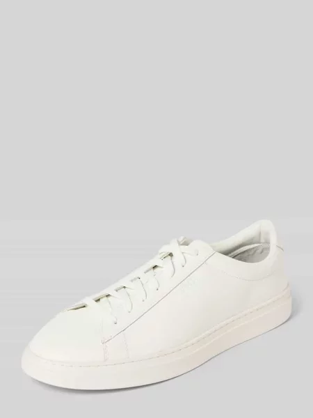 Sneakersy ze skóry z gumową podeszwą Boss białe
