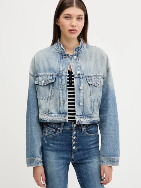 Tommy Jeans geacă jeans de tranziție oversize albastru