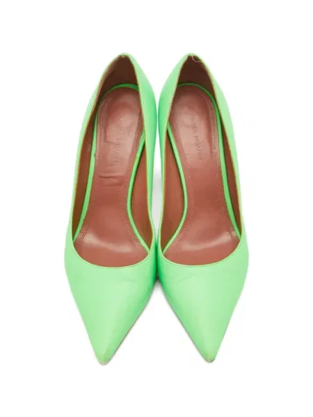 Pantofi cu toc Amina Muaddi din piele de lac verde