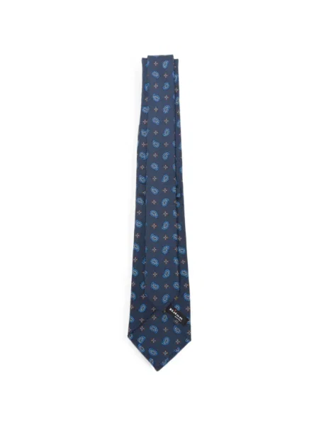 Cravată Kiton cu imagine cu model paisley albastru