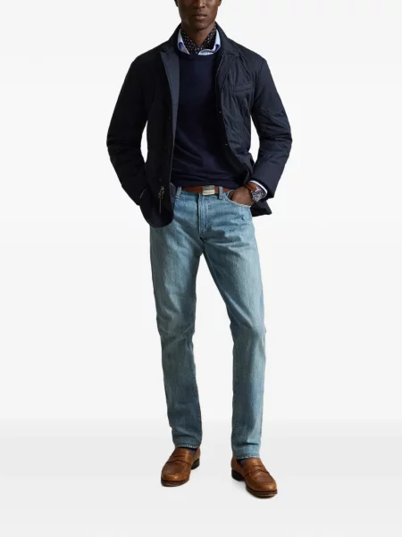 Șosete Polo Ralph Lauren cu model herringbone cu broderie plasă albastru