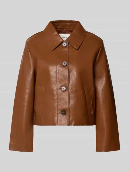 Kurtka z imitacji skóry o kroju regular fit z wykładanym kołnierzem S.oliver Red Label