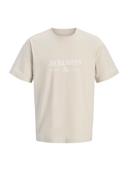 JACK & JONES Tricou JORFREDERIKSBERG gri taupe alb