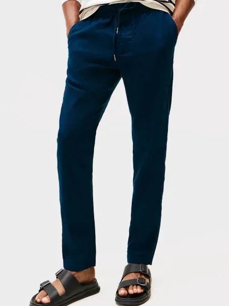 Лляні штани Tommy Hilfiger сині