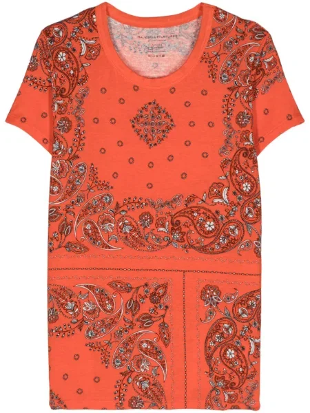 Tricou Majestic Filatures cu imagine din jerseu portocaliu