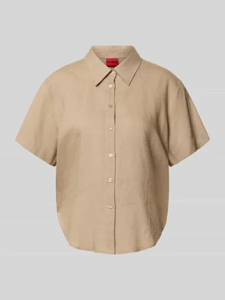 Bluzki z krótkim rękawem o kroju loose fit z mieszanka lnu i model ENCANTADA' Hugo beżowa