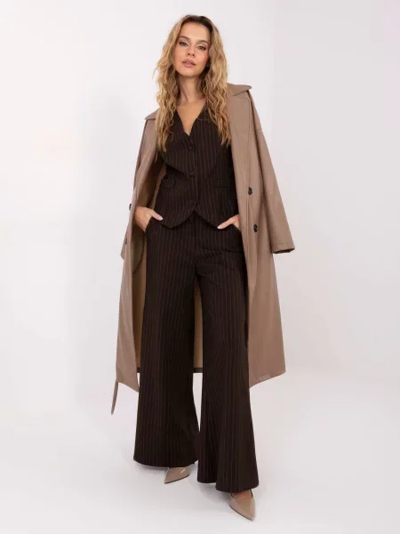 Pantaloni Rue Paris cu dungi maro