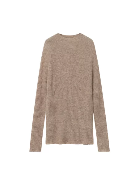 Lniany sweter Day Birger Et Mikkelsen z wysokim kołnierzem brązowy