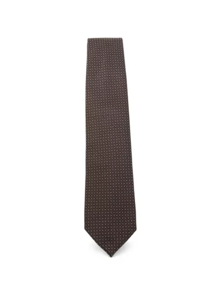 Cravată Corneliani de mătase cu imprimeu geometric maro
