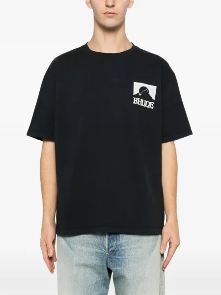 Tricou Rhude cu decolteu rotund negru