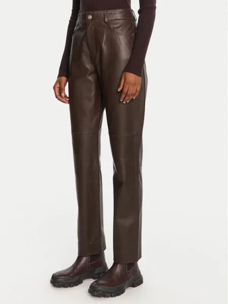 Marella Odinės kelnės Doroty Straight Fit ruda