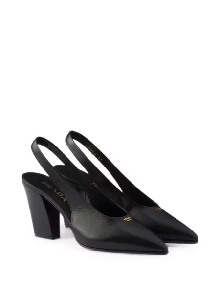 Pantofi cu toc Prada din piele slingback negru